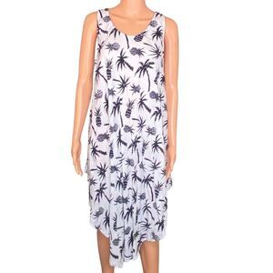 Exist Black White Palm Tree Print Swim Cover Up Dress Lightweight One Size